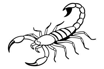 scorpion silhouette line art vector illustration with a white background