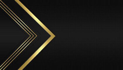 Abstract black gold arrow on empty space side modern luxury background
