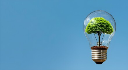 Environmental concern concept with green growth in a lightbulb