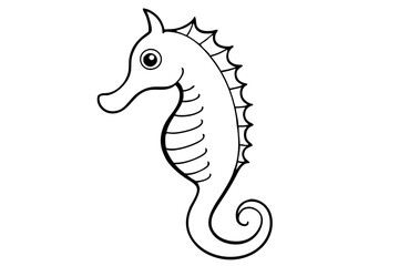 seahorse silhouette line art vector illustration with a white background