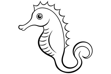seahorse silhouette line art vector illustration with a white background