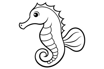 seahorse silhouette line art vector illustration with a white background