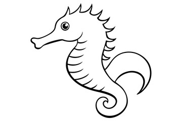 seahorse silhouette line art vector illustration with a white background