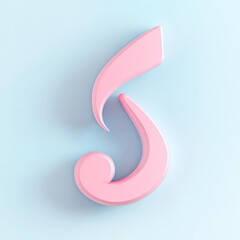 A stylized, light pink number five, with flowing curves, set against a soft light blue background.  It has a 3D effect