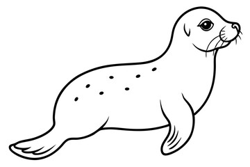 seal silhouette line art vector illustration with a white background