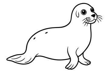 seal silhouette line art vector illustration with a white background