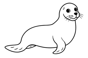 seal silhouette line art vector illustration with a white background