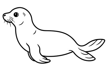 seal silhouette line art vector illustration with a white background