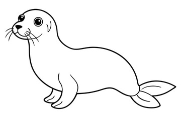 seal silhouette line art vector illustration with a white background