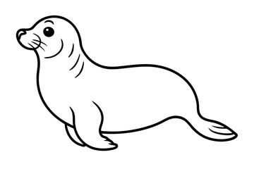 seal silhouette line art vector illustration with a white background