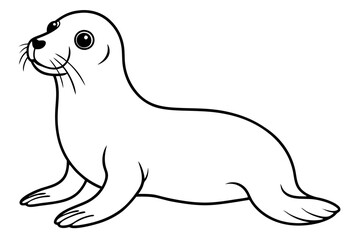 seal silhouette line art vector illustration with a white background