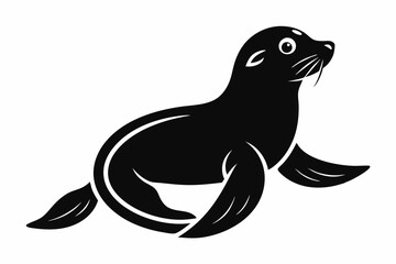 seal silhouette line art vector illustration with a white background
