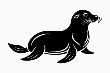 seal silhouette line art vector illustration with a white background