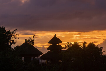 Tanah Lot Hindu temple in Bali at sunset