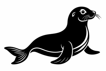 seal silhouette line art vector illustration with a white background