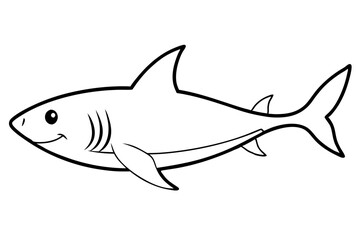 shark silhouette line art vector illustration with a white background
