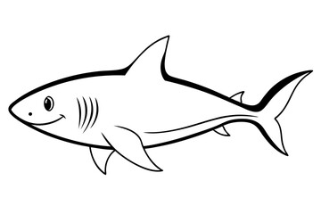 shark silhouette line art vector illustration with a white background