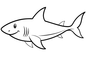 shark silhouette line art vector illustration with a white background