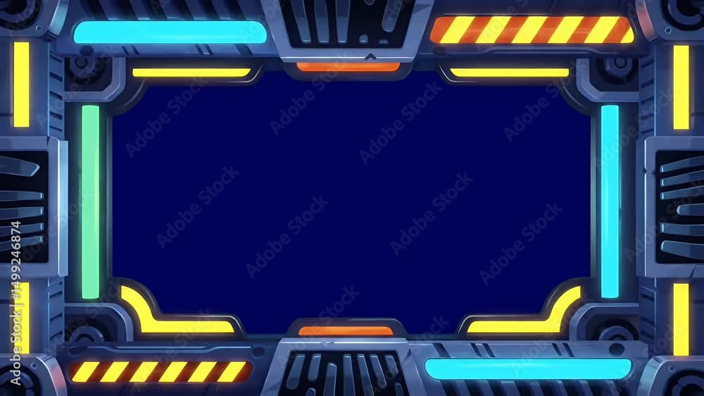 Poster abstract grid design with techno neon border