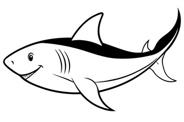 shark silhouette line art vector illustration with a white background