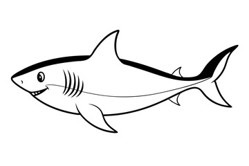 shark silhouette line art vector illustration with a white background