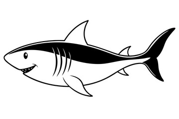 shark silhouette line art vector illustration with a white background