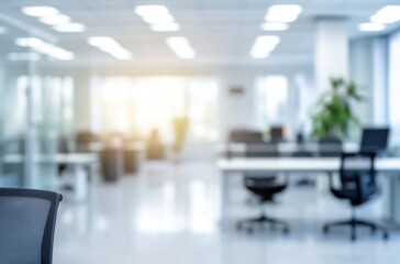 Bright modern office interior with white walls,