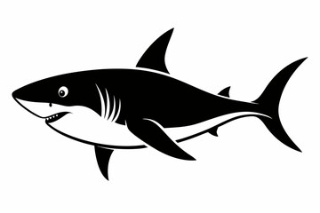 shark silhouette line art vector illustration with a white background