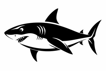 shark silhouette line art vector illustration with a white background