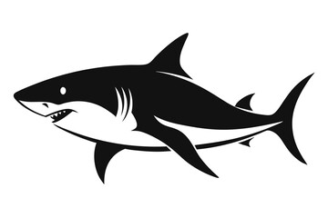 shark silhouette line art vector illustration with a white background