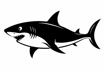 shark silhouette line art vector illustration with a white background