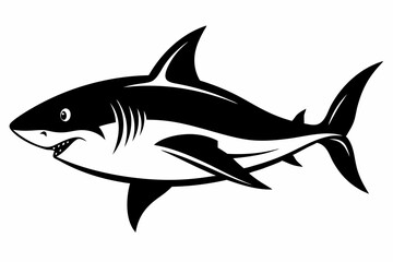 shark silhouette line art vector illustration with a white background