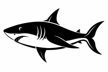 shark silhouette line art vector illustration with a white background