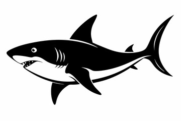 shark silhouette line art vector illustration with a white background