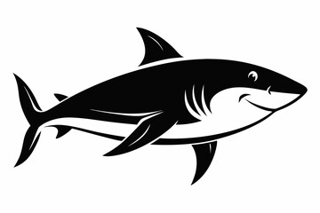shark silhouette line art vector illustration with a white background