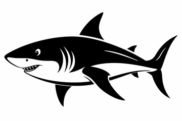 shark silhouette line art vector illustration with a white background