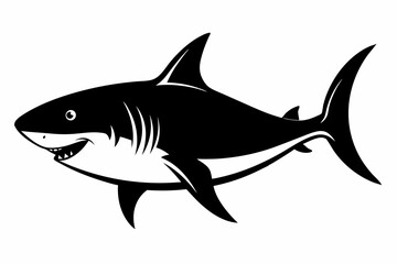 shark silhouette line art vector illustration with a white background