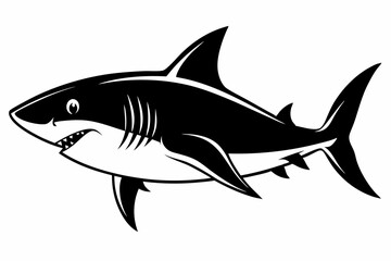 Obraz premium shark silhouette line art vector illustration with a white background