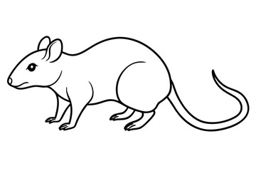 shrew silhouette line art vector illustration with a white background