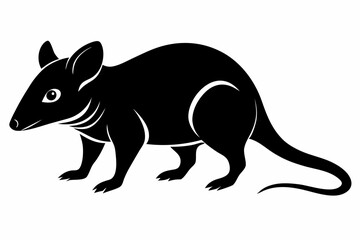 shrew silhouette line art vector illustration with a white background