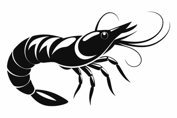 shrimp silhouette line art vector illustration with a white background