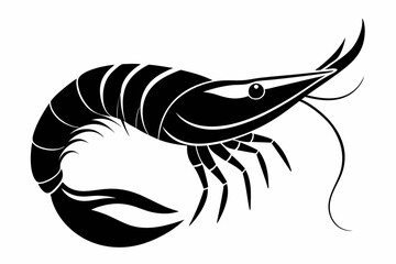 shrimp silhouette line art vector illustration with a white background