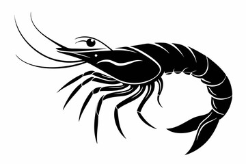 shrimp silhouette line art vector illustration with a white background