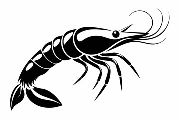 shrimp silhouette line art vector illustration with a white background