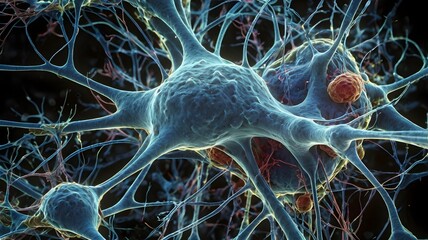"TEM Image of Neural Synapse Highlighting Neurotransmitter Vesicles"