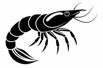 shrimp silhouette line art vector illustration with a white background