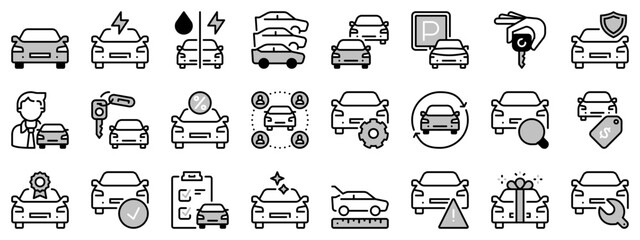 Obraz premium Icons in two tones about car dealership