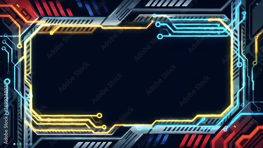 Poster animated futuristic hud interface borders motion graphics