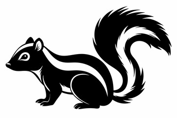 skunk silhouette line art vector illustration with a white background