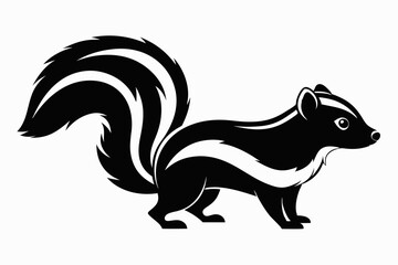 skunk silhouette line art vector illustration with a white background